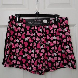 Fabulous Just Like You 2 Pk. Sleep Shorts Black with Hearts & Black